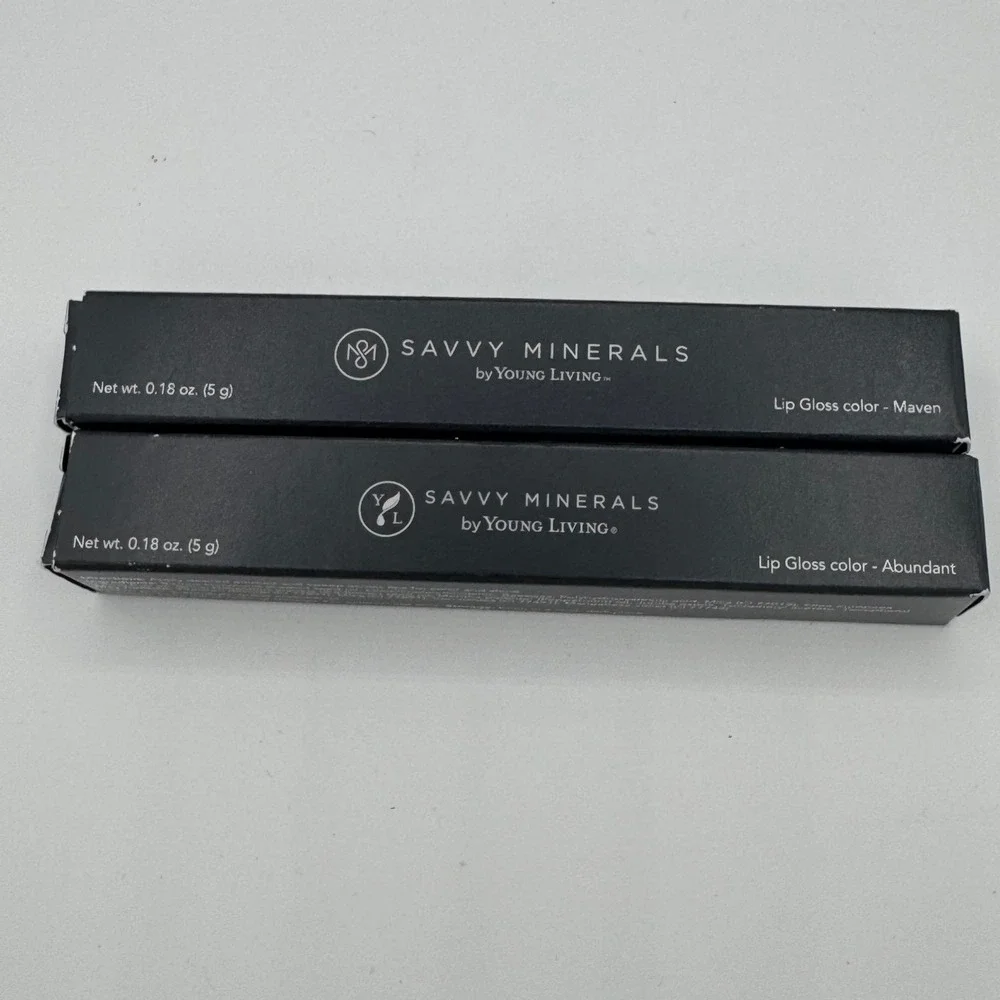 Young Living Savvy Minerals Lip Gloss Set Maven & Abundant 0.18oz Each New